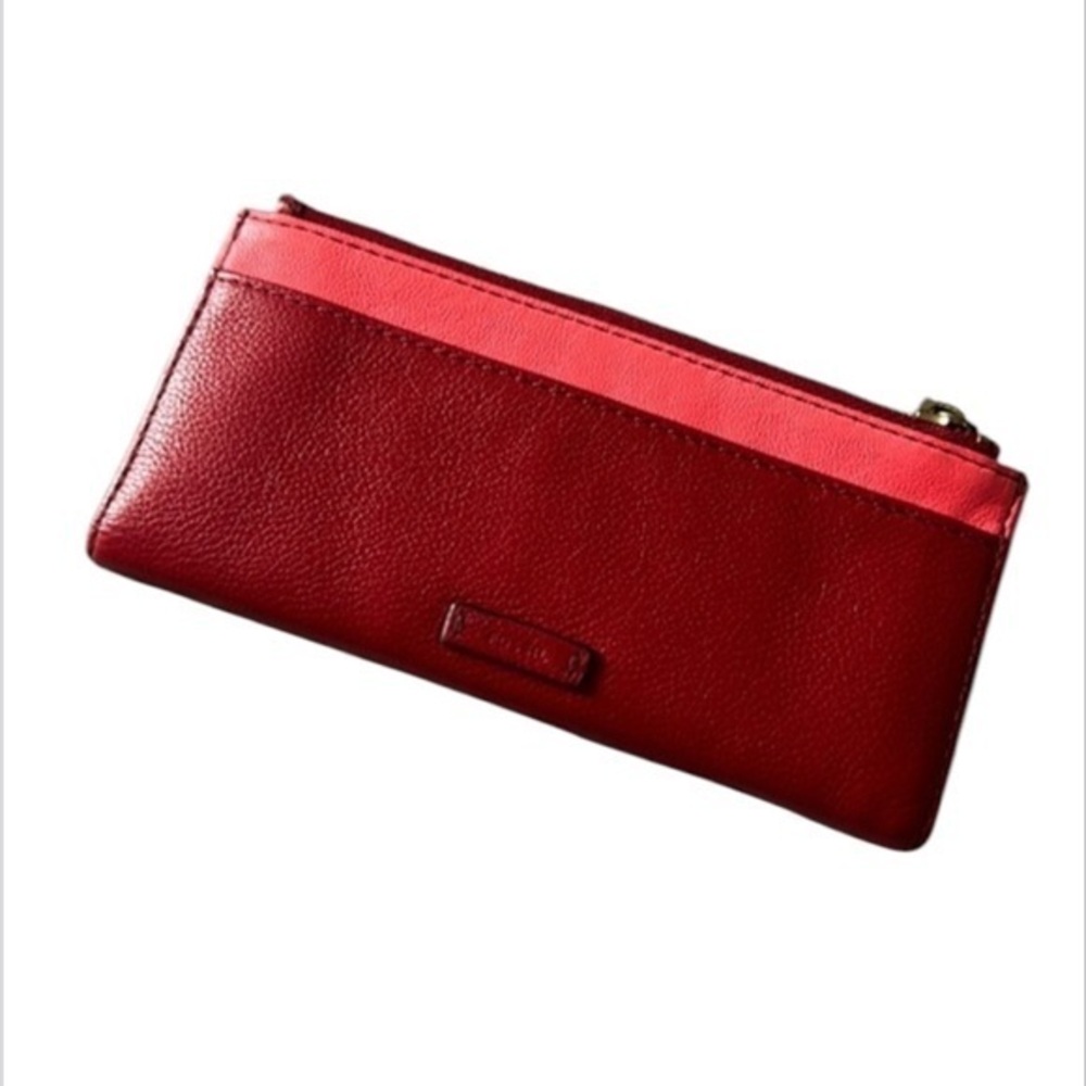 Fossil Keely tab leather clutch wallet in red multi